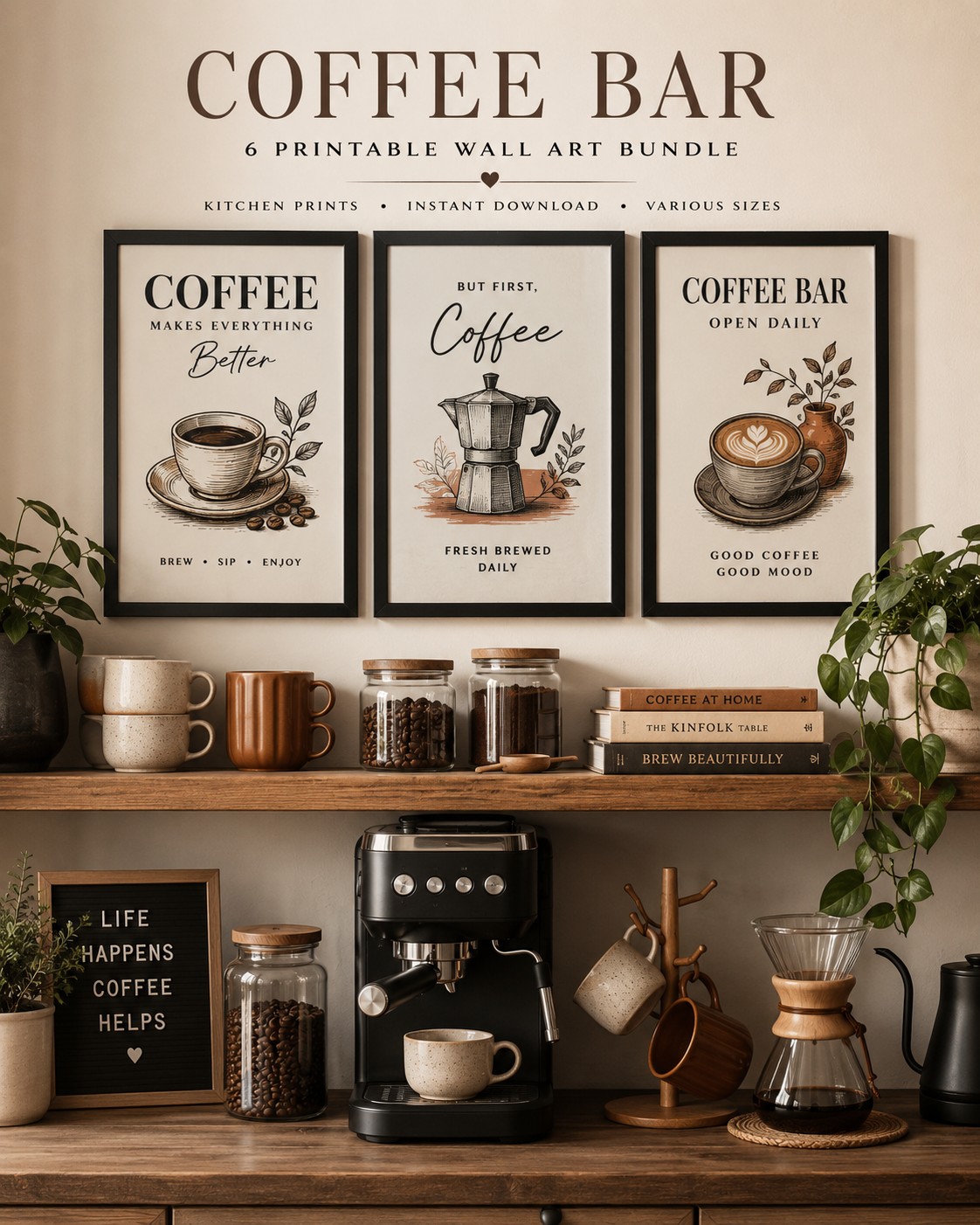 Coffee Bar and Kitchen Poster Bundle – 6 Printable Designs