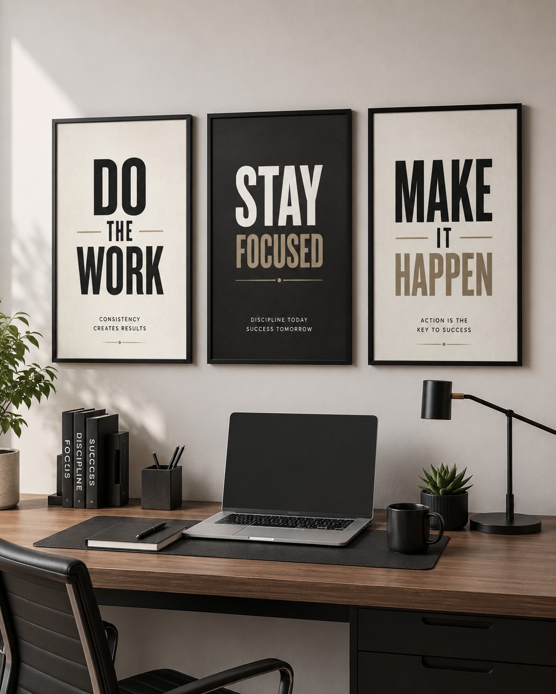Modern Office Motivation Typography Set – 6 Printable Posters