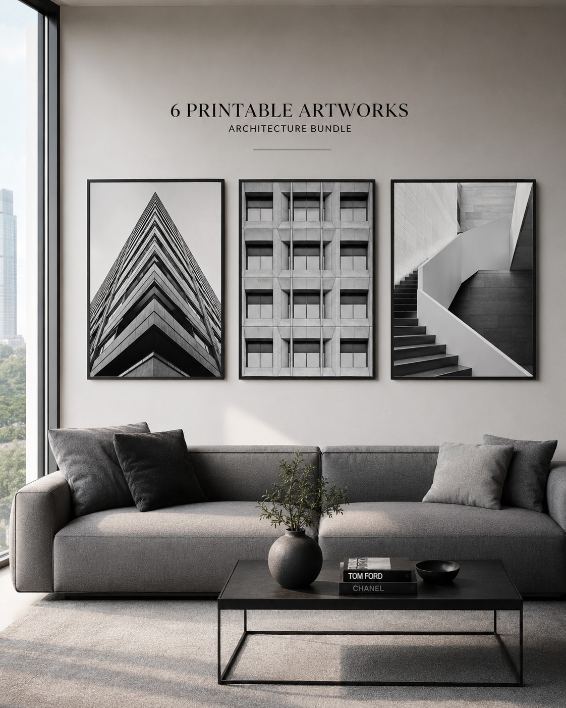 Monochrome Architecture Photography Set – 6 Printable Artworks