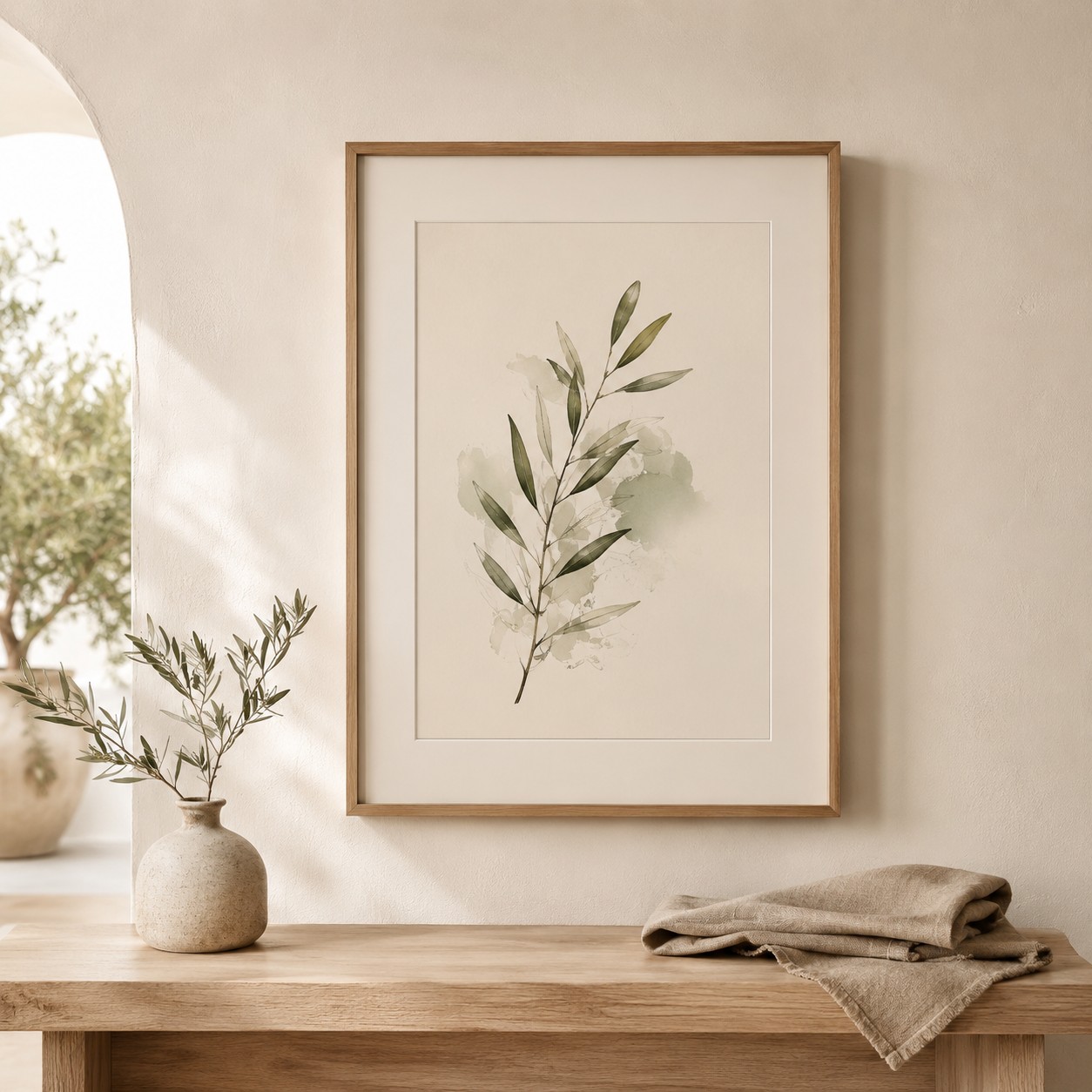 Quiet Olive Stem — 1 Minimal Botanical Printable Artwork